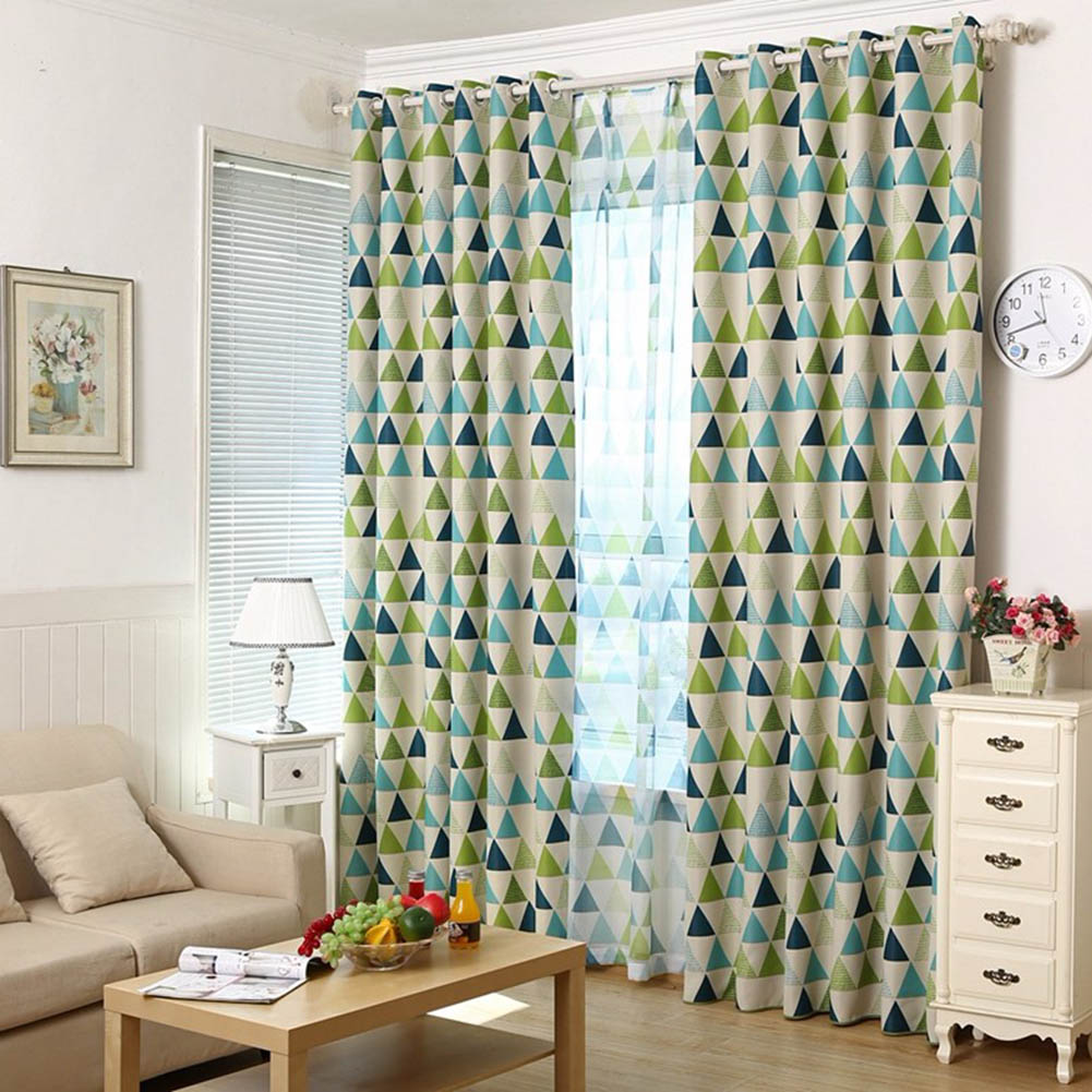 Geometric Triangle Pattern Sheer Window Curtain Voile Curtain for