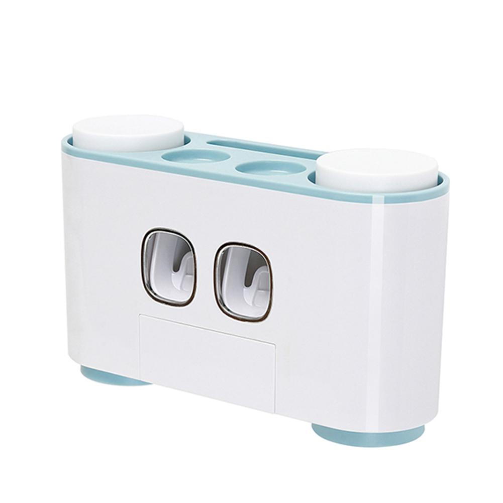 5 Dust-proof Toothbrush Holder with Cups Toothpaste Dispenser Shelf Wall Mount