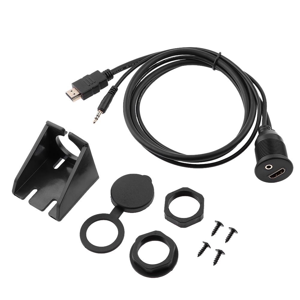 RAYSUN 2M 3.5mm Male to 3.5mm Female Extension Flush Dash Mount with Mounting Socket Panel for Car Boat and Motorcycle SN-150838