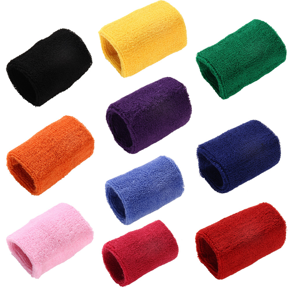 Sweat Band Wrist Gym Sports Wristband Tennis Badminton Squash Cream 10 Pack