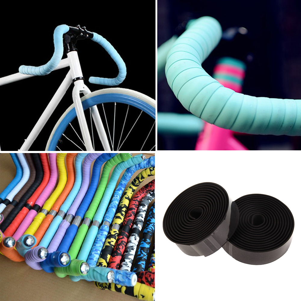 2PCS Sports Cycling Road Bike Cork Handlebar Grip Tape Wrap 2 Bar Plug